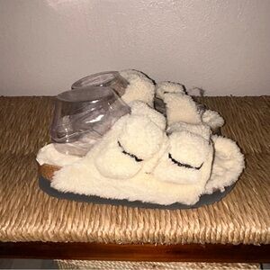 Papillio Cream Fuzzy Sandals